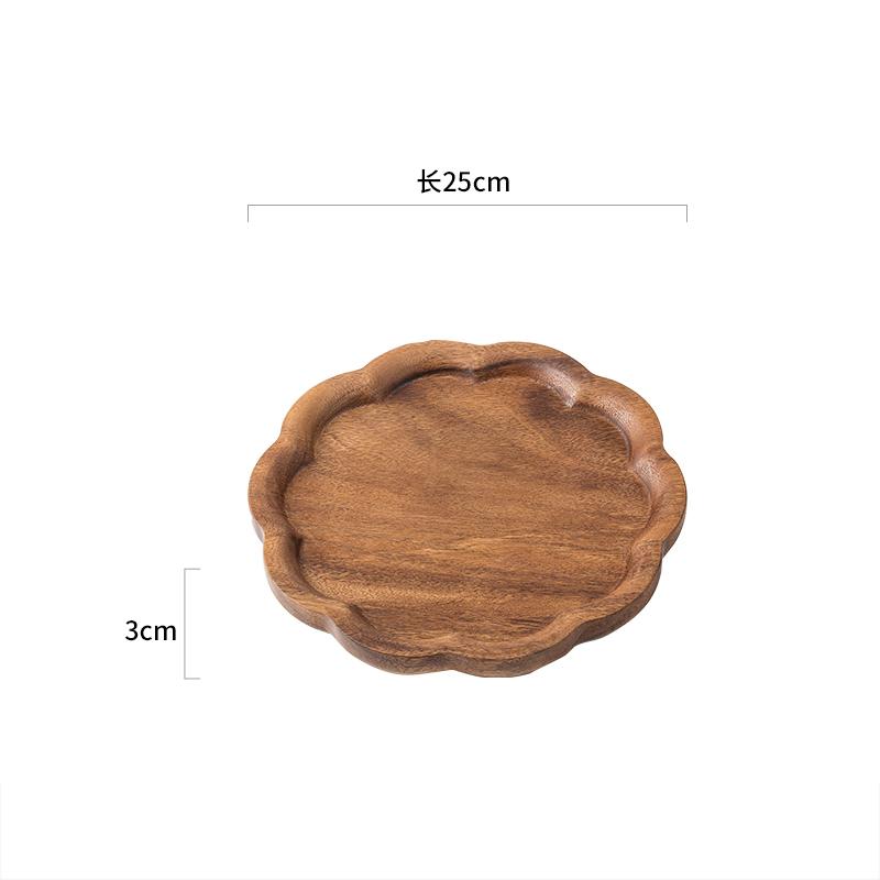 Walnut Wood Flower Shape Plate Restaurant Pizza Plate Steak Plate Dessert Dish Fruit Plates Molecular Food Specialty Tableware