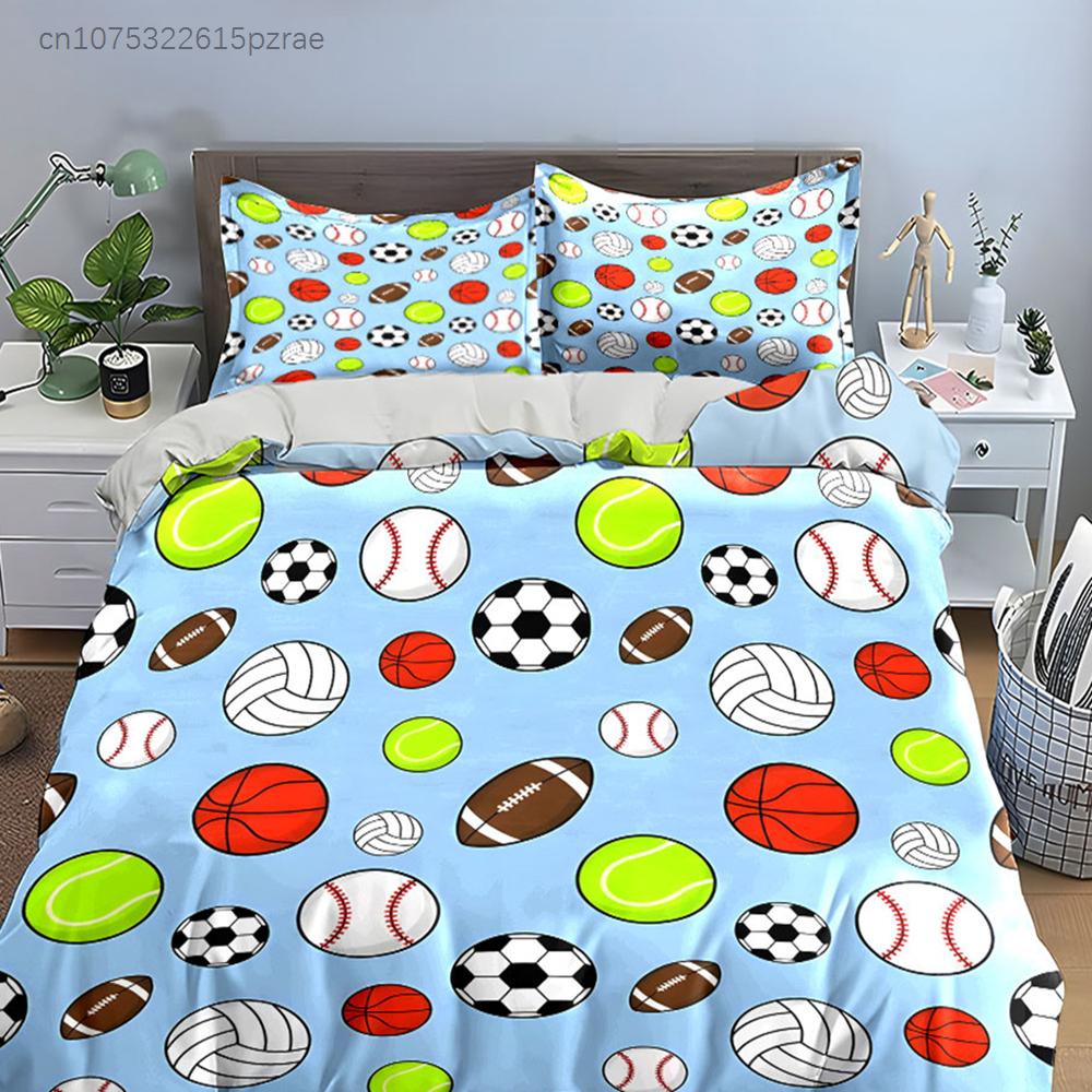 Sports Ball Pattern Set Multiple Sizes kid's And adults' Bedroom Exquisite 3PC Bedding set, Gift