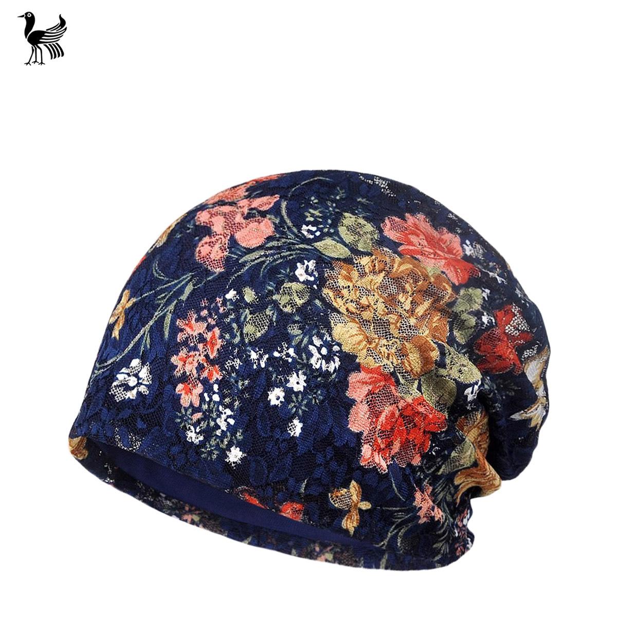 

Шапочка для родов, весенние и осенние дни, женский топ, открывающий лицо, тонкие приподнимающиеся цветы, дышащая универсальная кружевная шапочка для химиотерапии one size/elastic сапфировый