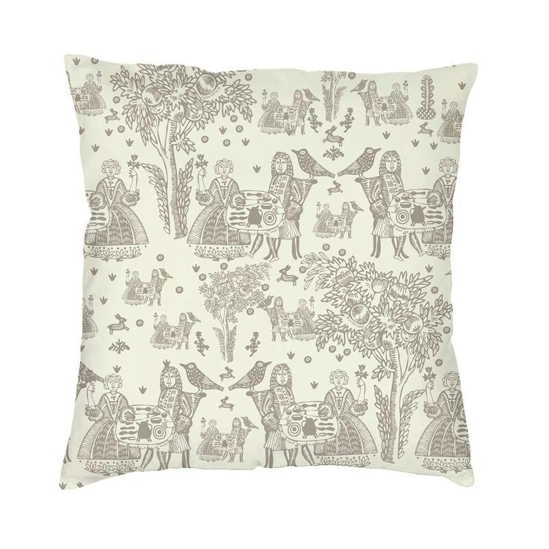 Red And White Toile De Jouy Cushion Covers Sofa Home Decor Square Throw Pillow Cover 45x45cm