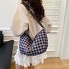 Casual Plaid Shoulder Bags for Women Lightweight Simple Ladies Crossbody Bag Purse Embroidered Deisgn Female Hobos Phe Handbag