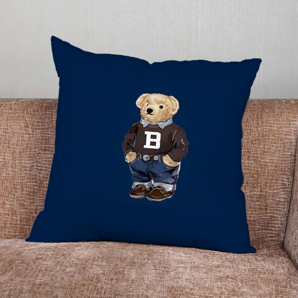 Fashion Bear P-PoloS Pillow Case For Home Bedroom Car Office Decoration Living Room Sofa Cushion Cover Suitable