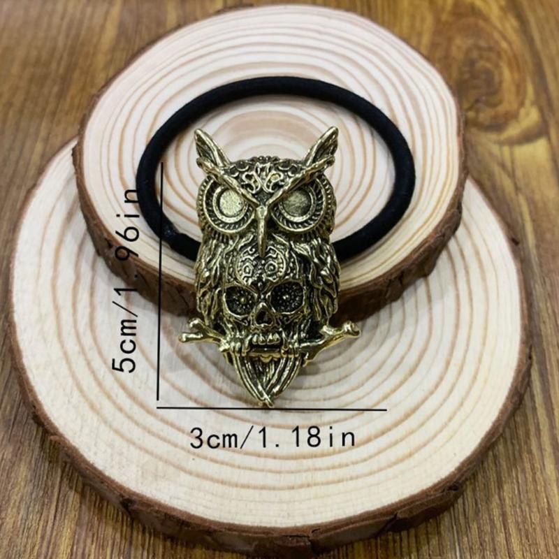 Halloween Theme 3D Owl Skull Hair Rope for Adult Female Teens Punk Hairband Dark Series Festival Hair Band Accessories