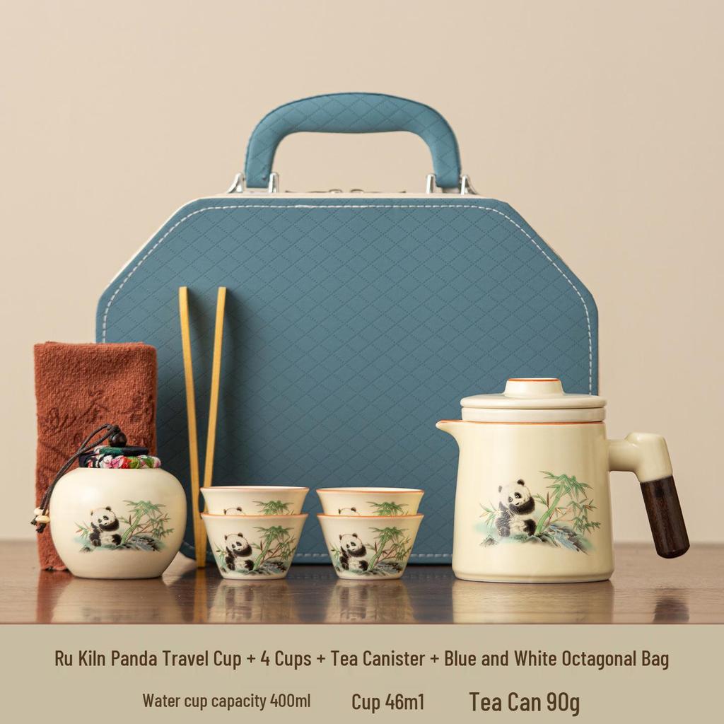Portable Travel Tea Set: Quick-Brew Pot with Four Cups, New Style for Young People On the Go