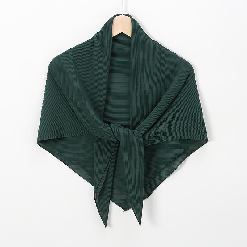 Pleated Square Scarf For Women Muslim Chiffon Hijabs Shawl Solid Crinkle Headscarf Wraps Islamic Turban Headband Bandana Foulard