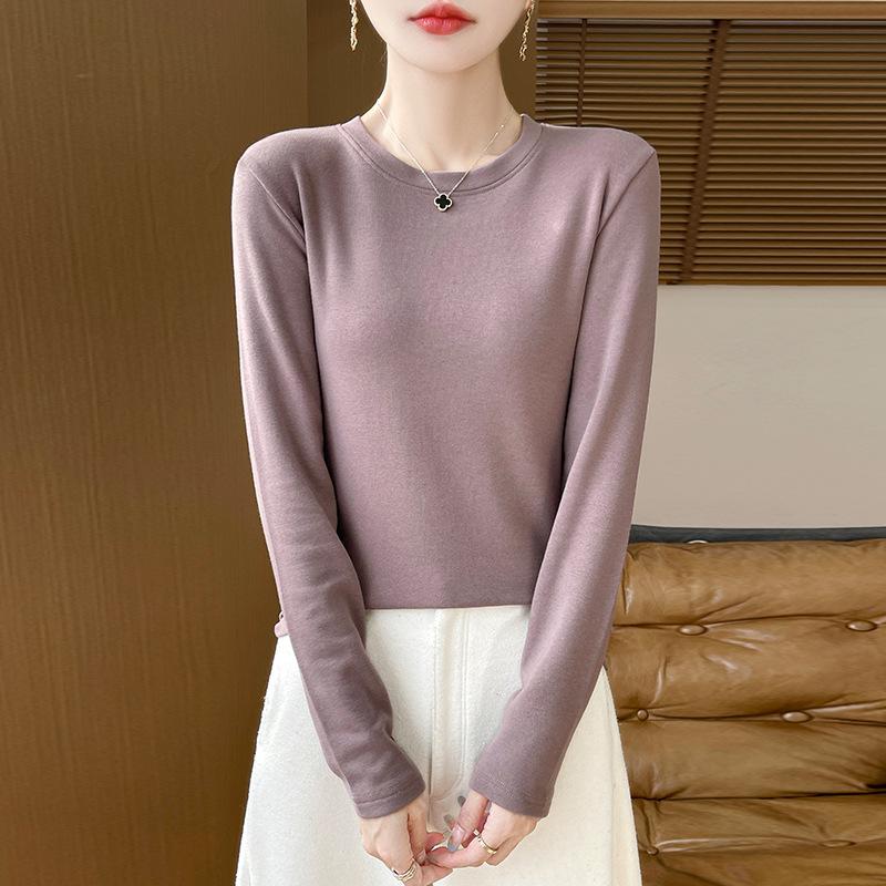 YYFS Women's Fashion Casual Solid Color Print Spring Fall Long Sleeve O-Neck Pullovers & Long Sleeves