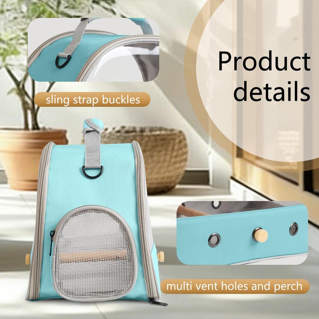 Bird Travel Carrier Cage Halinfer with Stand Perch and Mat in Green Color for Small to Medium Parakeet Budgies Parrot Cockatiel