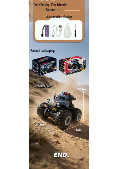 Cross-Country Big Foot RC Off-road Stunt Car with Spray Lights & Gear Shifting - Drop-Resistant Children's Toy