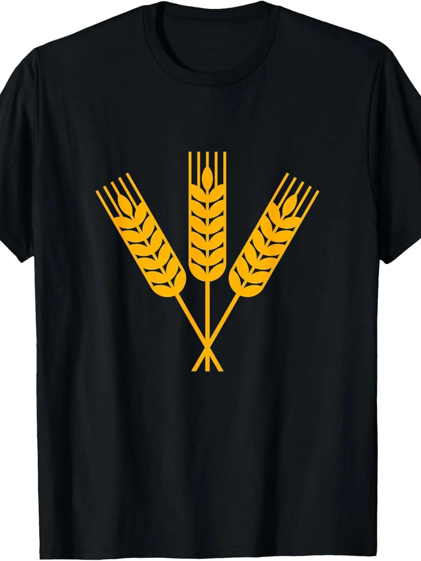 

Three Wheat Sheaves Graphic Tee Cotton Casual Round Neck TShirt for Unisex Summer S