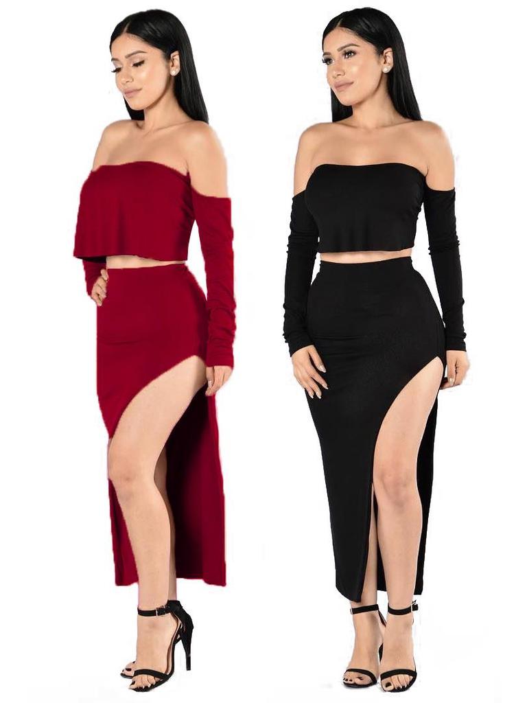 2017 European & American Sexy Nightclub Gabardine Two-Piece Dress