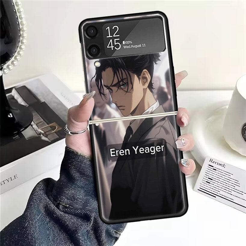 A-Attack On T-Titan Eren Yeager Cases For Samsung Galaxy Z Flip 4 5 6 7 3 Z Flip7 Flip6 Flip4 Flip5 Flip3 5G Hard Shockproof Fun