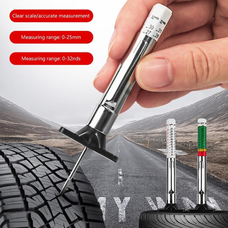 Car Tire Measuring Pen 0-32nds/0-25mm Tyre Pattern Depth Measurement Tool Automotive Tire Depth Gauge Tester
