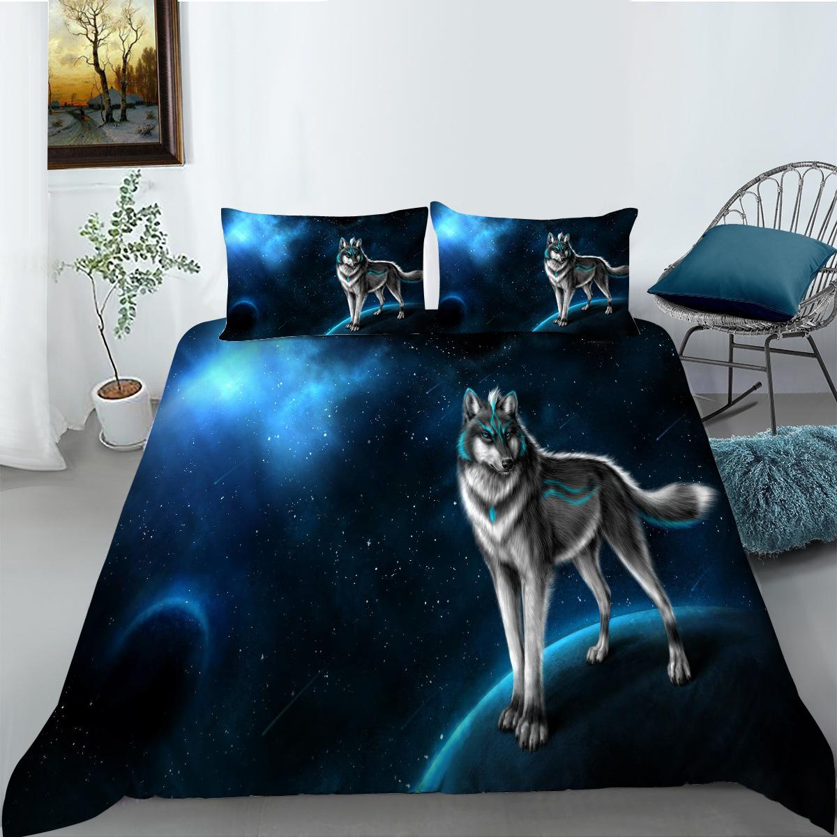 Wolf Series Shopify Polyester Bedding Three-Piece Animal Digital Printing A pair of pillowcases 50 * 75