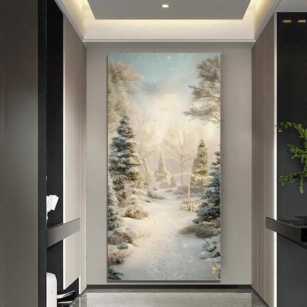 Copertura per Porta Scena Invernale con Neve Sfondo Fotografia Foresta Bianca Forniture Decorazioni Festa di Natale Interno Esterno
