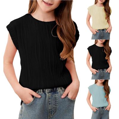 Sommer Mädchen Farb Ärmelloses Shirt T-Shirt