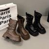British Style Platform Fashion Boots Women's 2025 New Korean Version Belt Buckle Fashion Martin Boots Niche Design Short Boots