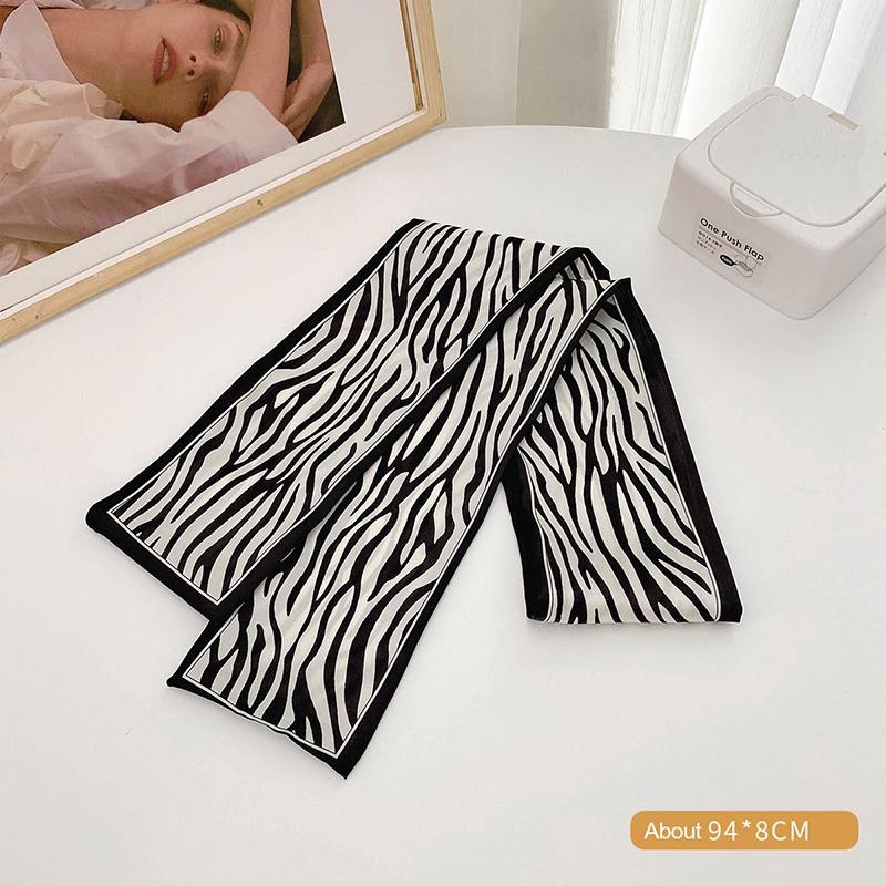 Foulard di Seta Fascia per Capelli Nastro Lungo Fiocco Stampa Coreana Lettera Foulard per Capelli Donna Porta Coda di Cavallo Accessori per Capelli