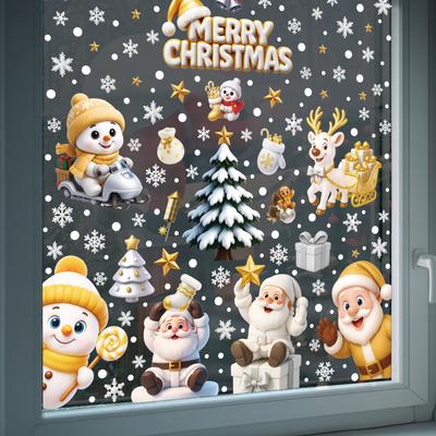 Christmas Stickers, Festive Atmosphere, Green Static Stickers, Window Stickers, Refrigerator Stickers