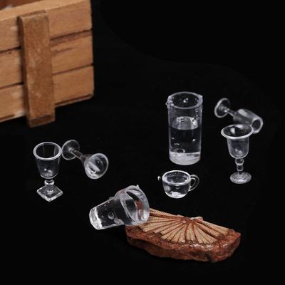 17PCS/Set Doll Kitchen Toys Model Transparent Miniature Goblet Simulation Cookware Mini Cup Ice Cream Bowl Dollhouse Accessories