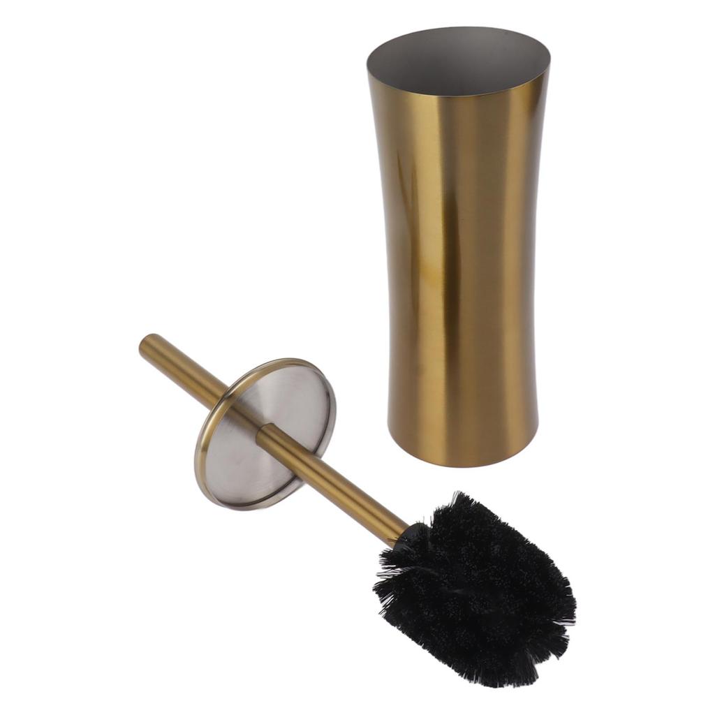Household Toilet Brush Kit Bathroom Stainless Steel Golden Toilet Brush with Brush Holder Small
