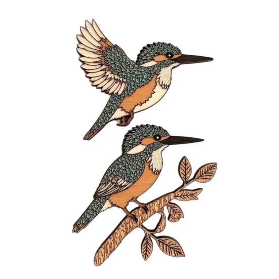 

2 Pcs Rustic Wooden Bird Wall Art Flying Bird And Bird on Tree Branch Wall Decor Farmhouse Wall Sculpture for Living Room Bedroom Sets