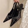 Fashion Women Pointed Toe Sandals High Heels Shoes Woman Slippers Slingbacks 2025 Summer Designer Dress Trend Buckle Sexy Pumps Mujer