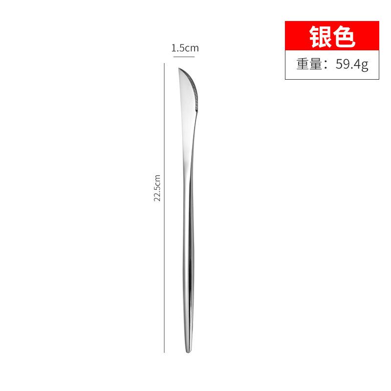 Edelstahl 304, Spiegelgeschirr, Messer, Suppenlöffel, Gabelgriff, verdicktes Messer, vierteiliges Gabel- und Löffelset