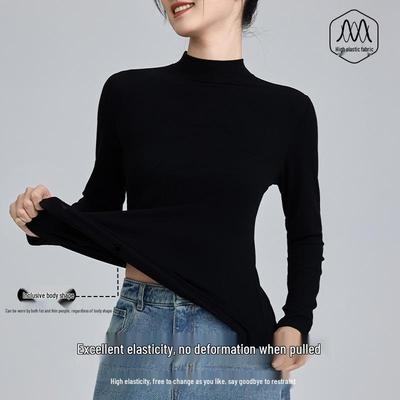 Women's High Elastic Modal Half Turtleneck Slim Long-Sleeved Top for Spring and Autumn 2025