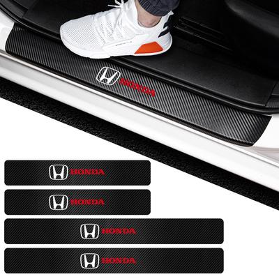 AAAKE1 4Pcs Carbon Fiber Car Door Threshold Sill Sticker Badge For Mugen Typer ACCORD Airwave Avancier Civic INSPIRE GK5 CRV XRV