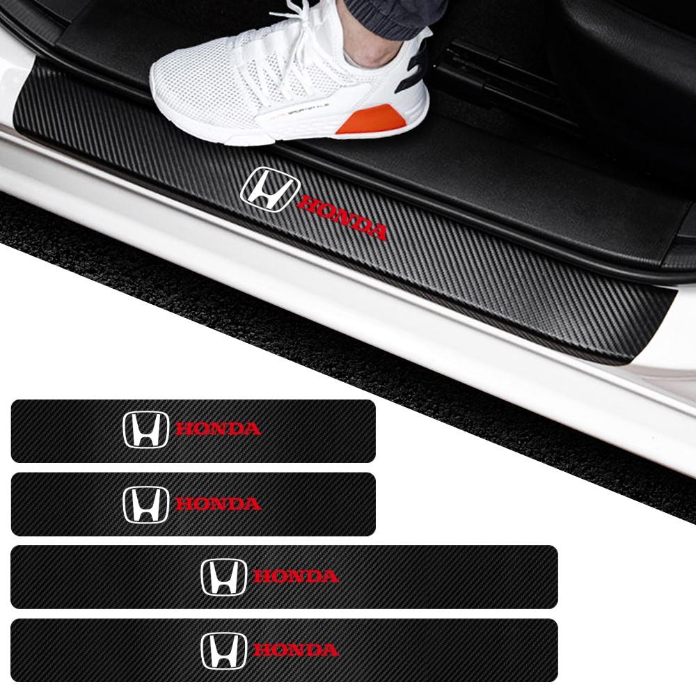 Dncr6 4Pcs Carbon Fiber Car Door Threshold Sill Sticker Badge For Honda Mugen Typer ACCORD Airwave Avancier Civic INSPIRE GK5 CRV XRV