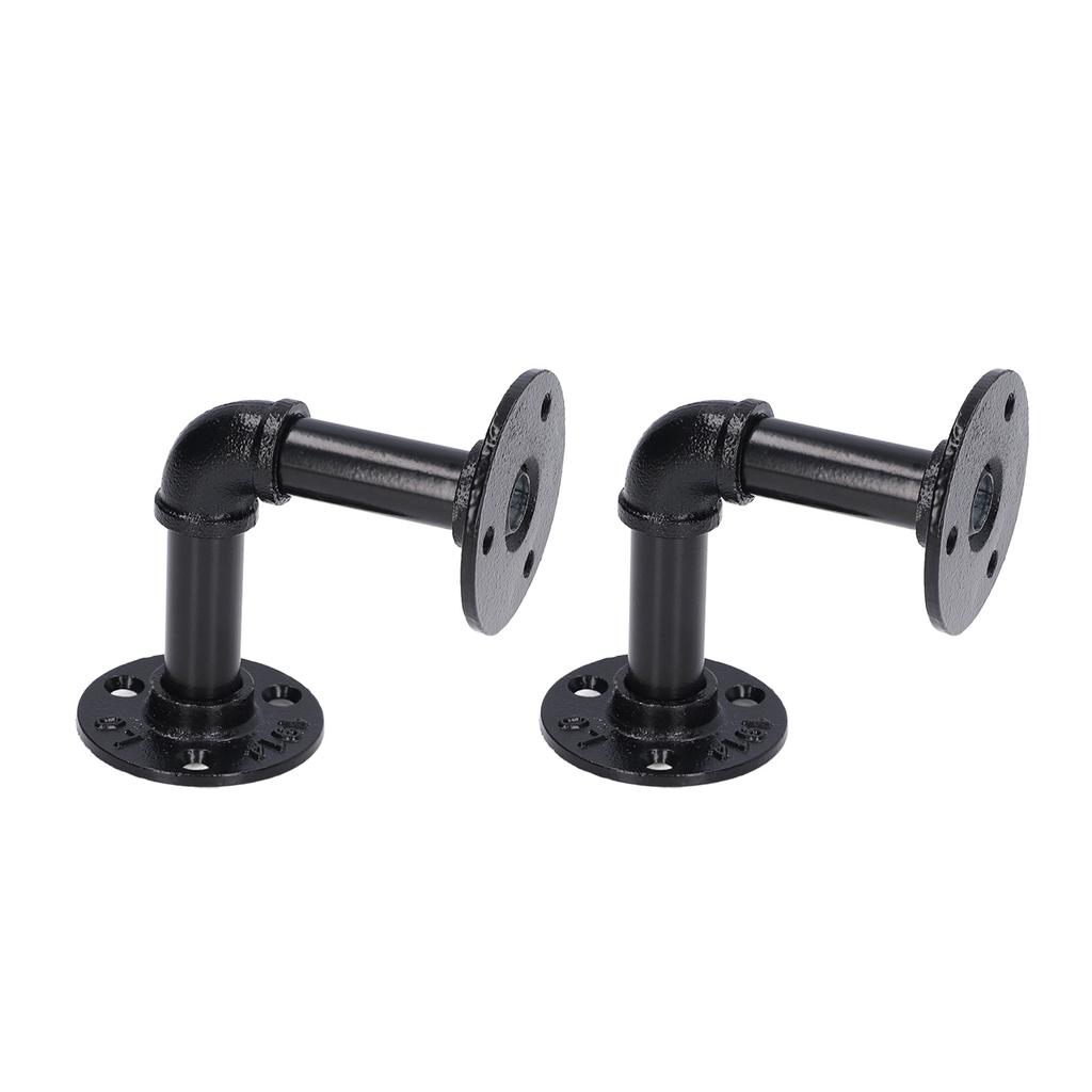 Pipe Shelf Brackets Iron Black Retro Wall Mounted Clapboard Support Frame Racks Set