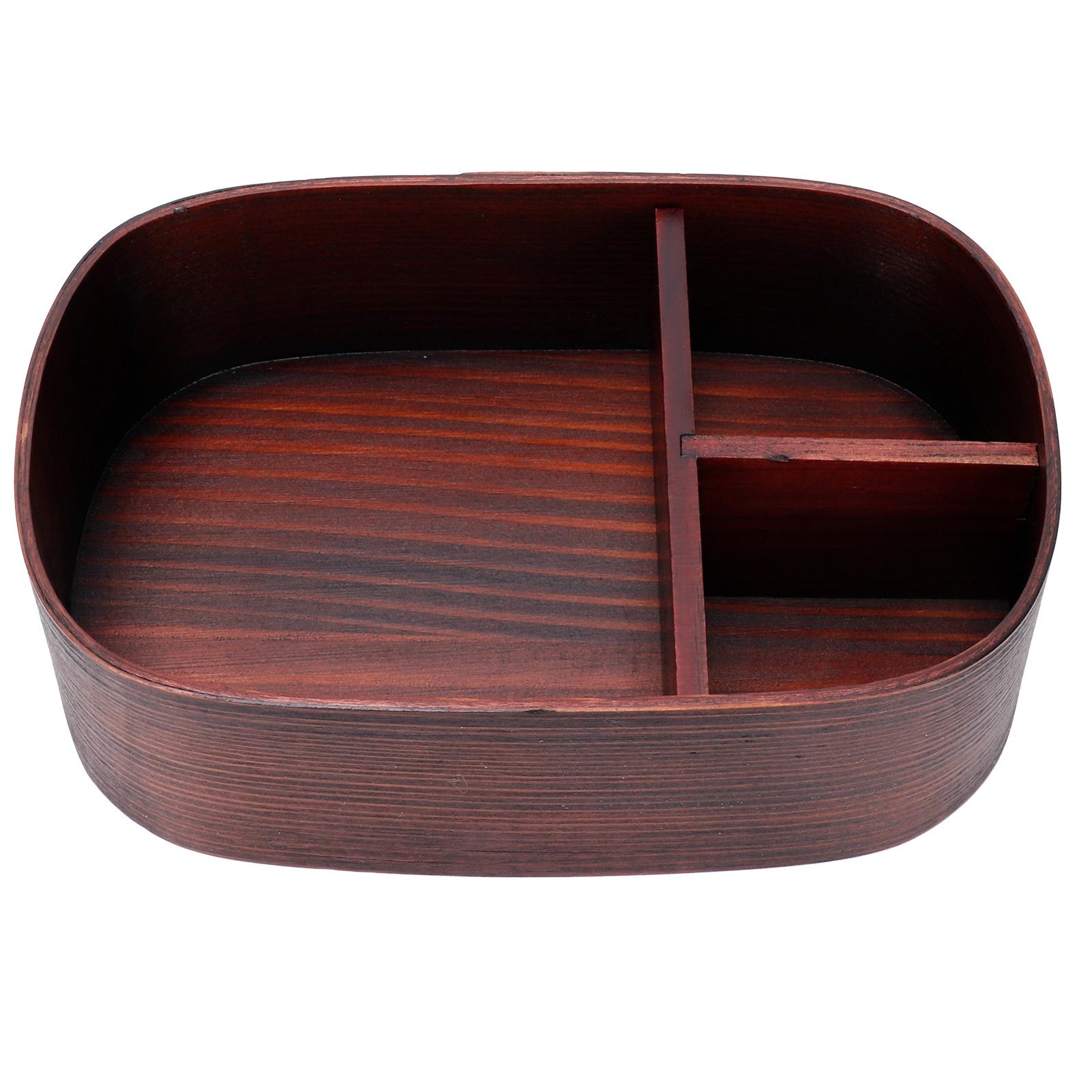 

Wooden Lunch Box Portable Food Container Tablewares for Picnic Camping