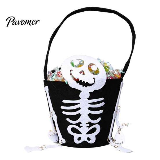 Großer Süßigkeitenspender Halloween Süßes oder Saures Eimer für Kinder, Kürbisgesicht Geist Fledermaus Katze Rollenspiel Requisiten Snackkorb, mit Griff Party