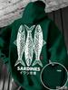 Men's Autumn/Winter Long-Sleeved Thick Hoodie with Japanese Print Sardine Pattern, Loose Fit, Ukiyo-e Style, Retro Streetwear