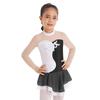 Dancewear for Kids Girls Long Sleeves Mesh Patchwork Sequins Skating Gymnastics Dress