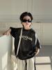 2025 Boys Denim Color Block Wide Leg Sweatpants - Casual Loose Fit, Pleated Straight-Leg Design
