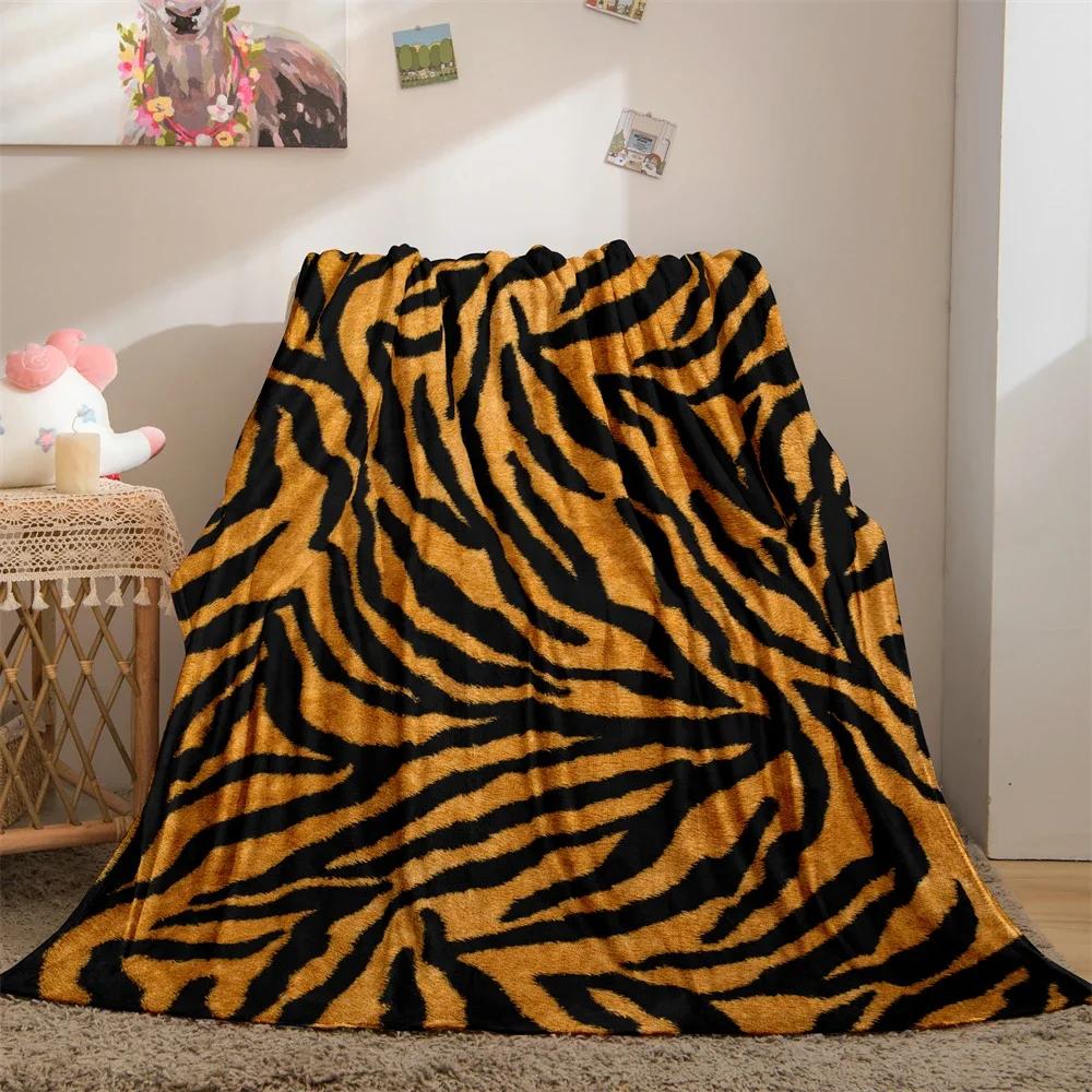 Animal Skin Tiger Zebra Print Blanket Throw Blankets Super Soft Family Car and Sofa Blanket on Bed Throws Summer Office Quilts 75x90cm