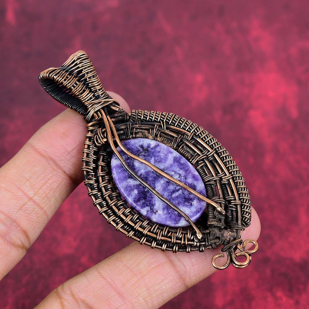 Lepidolite pendant copper wire wrapped pendant handmade copper jewelry gemstone pendant wire wrapped jewelry gifts for mom amazing pendant