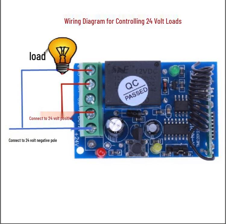 Single Channel 24V/12V Wireless Remote Control Switch with 1-Way Momentary Receiver