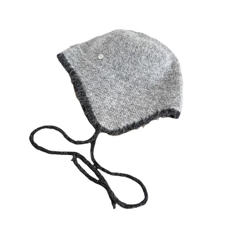 Korean Style Autumn and Winter Wool Blended Ear Protection Knitted Hat Casual Woolen Hat Warm Pilot Hat Baotou Lei Feng Hat