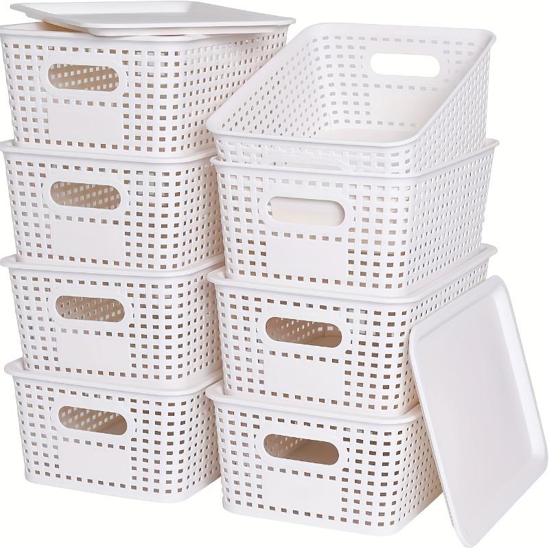 6 PCS Stackable Storage Boxes with Lids, 10.2x7.2x4.1 Inch Plastic Organizer Containers for Home, Office,Bedroom,Classroom, Dorm
