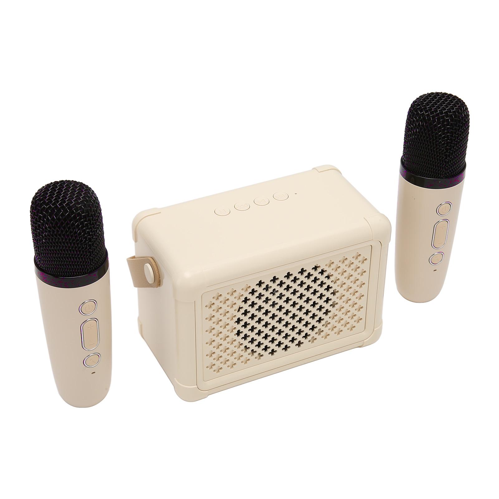 

Беспроводные колонки для караоке Bluetooth5.0 динамик с 2 беспроводными микрофонами портативная машина для караоке светло-желтого