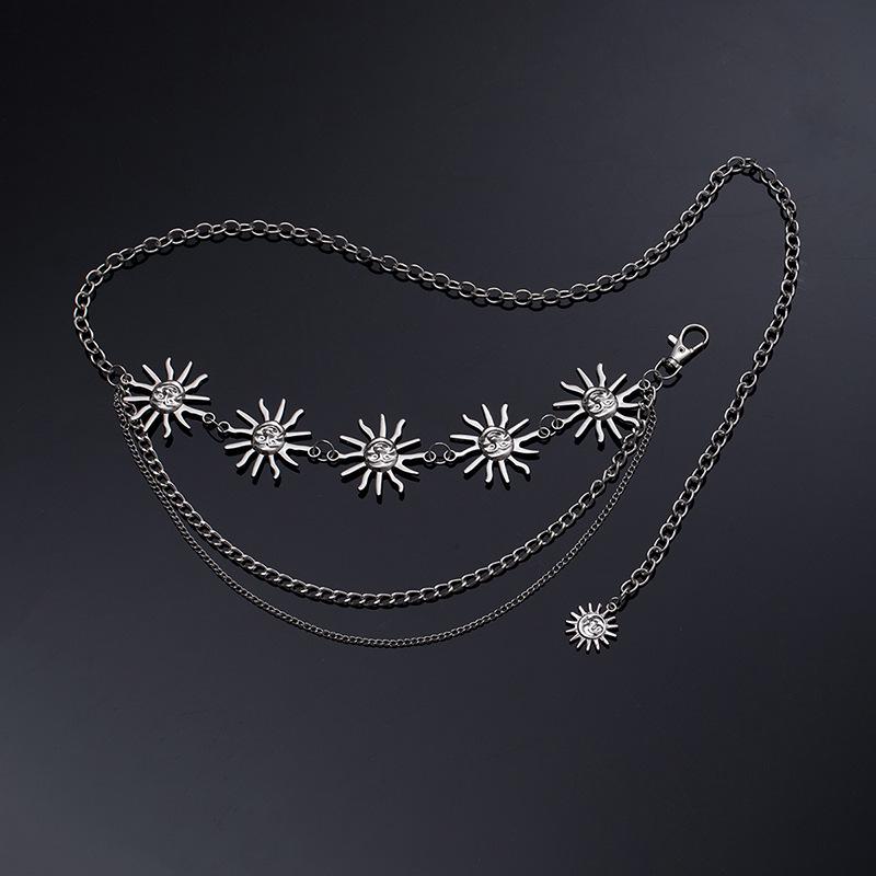 Adjustable Multi-Layer Sunflower Metal Waist Chain Ornament for Women