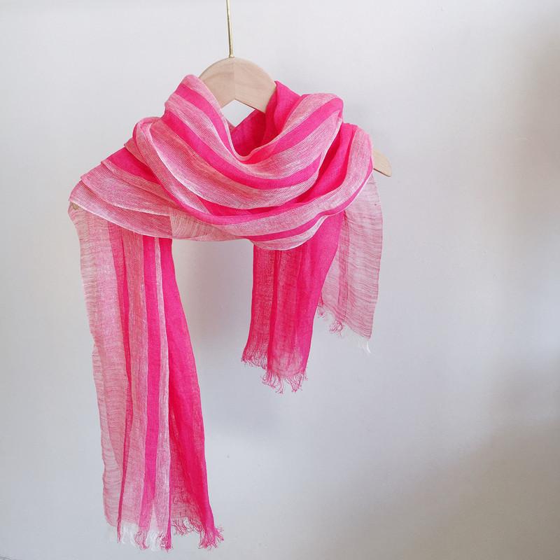 

Японский дизайн Весенне-летние тонкие шарфы из чистого льна в вертикальную полоску для мужчин и женщин Длинная шаль с кисточками 60X196CM