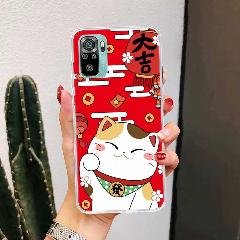 Lucky Cat Maneki Neko Japanese For Xiaomi Redmi Note 14 13 12 11 Pro Plus Phone Case 14S 12S 11S 11E 11T 10S 10 9S Fundas Cover