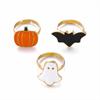 Metal Pumpkin Pendant Ring Enamel Ghost Pendant Jewelry Cute Halloween Jewelry Set  Women