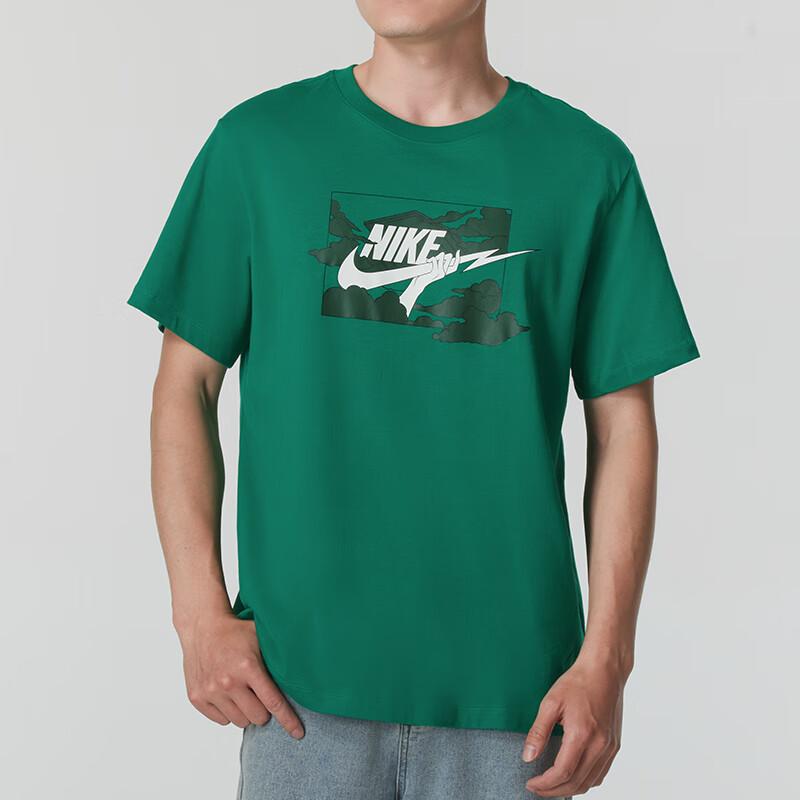Nike Club T Shirts Men's Green Crew Neck Moderate Straight Fit FZ5420-365