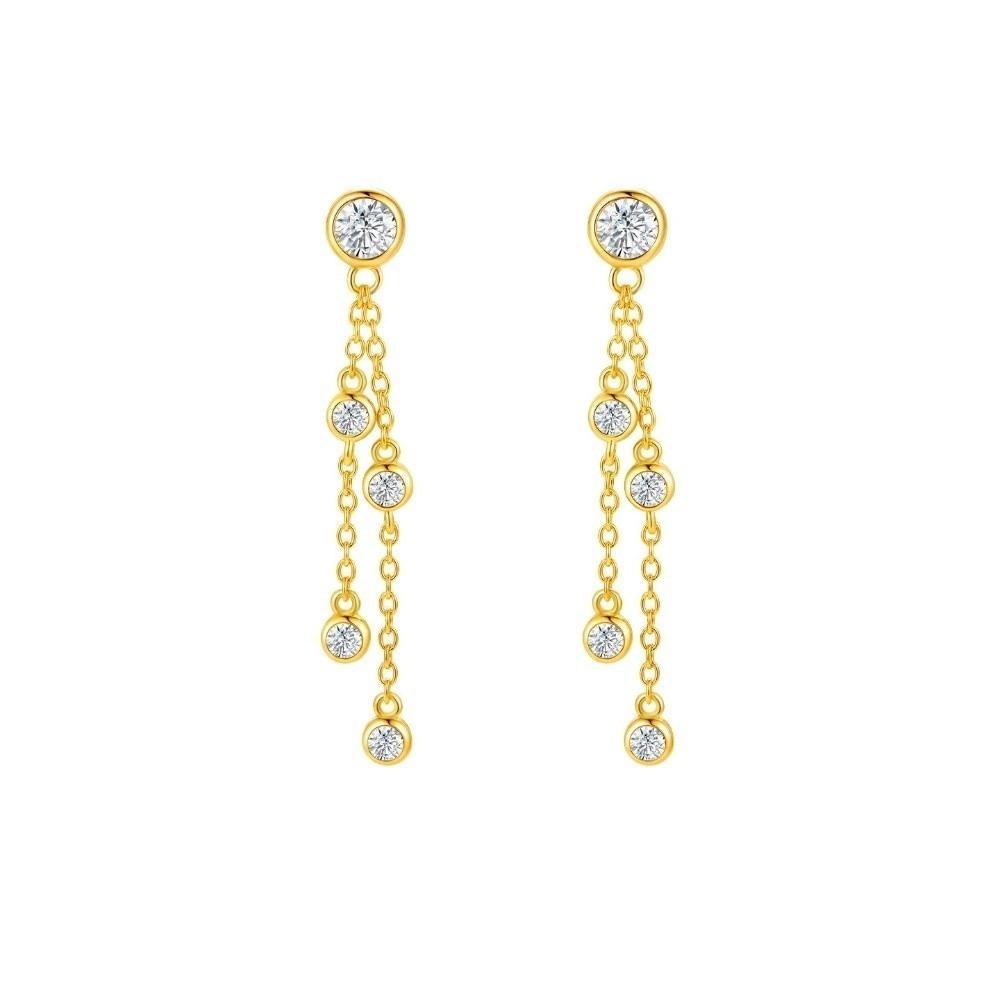 Tassel Drop Earrings Gold Color Zircon Earrings Light Luxury Accessories Dangling Earrings Women