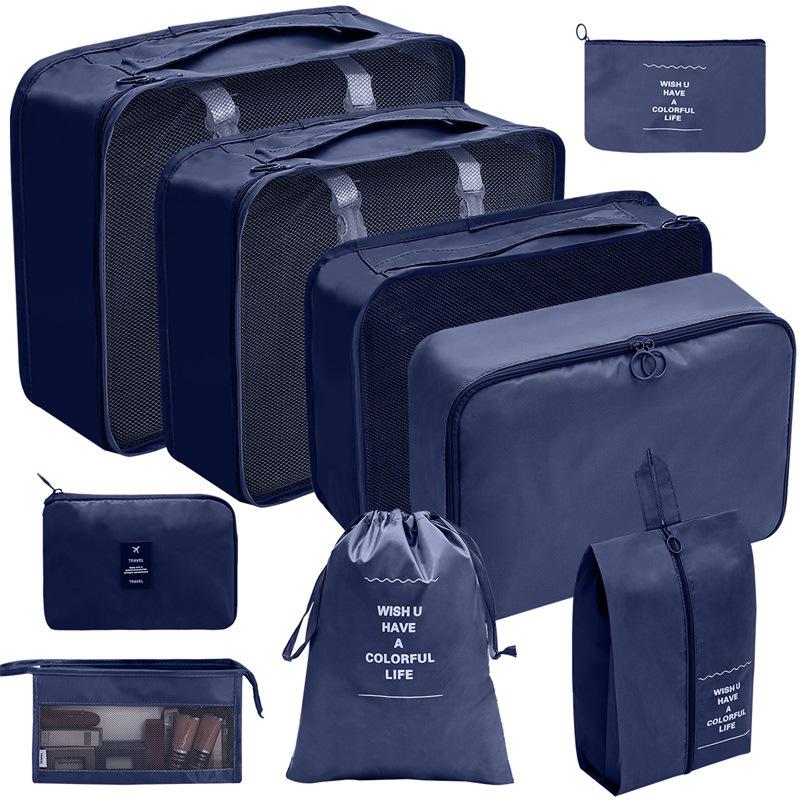 Travel Storage Set: Foldable Toiletry, Makeup, Clothes, Shoes, Digital Accessories, and Drawstring Luggage Bags.