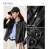 Shangdou Bila Women's Stand Collar PU Leather Motorcycle Jacket